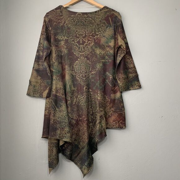Fairy Grunge Size Medium Boho Embellished Asymmetrical Sweater Tunic Goblincore - Picture 5 of 7